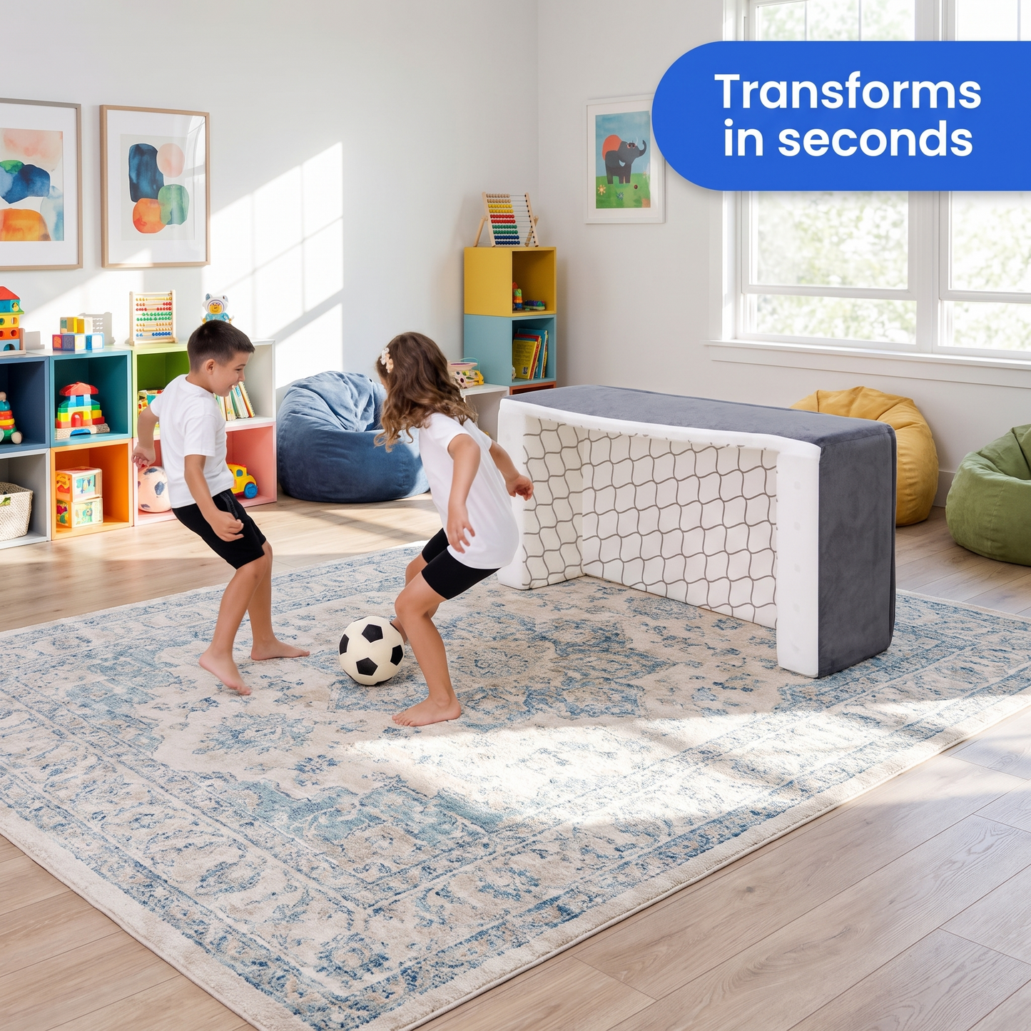 From sofa to soccer goal in seconds